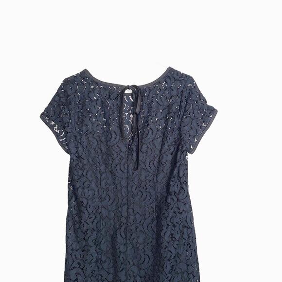 Ann Taylor LOFT Lace Shift Dress Women’s 10 Navy Short Sleeve Lined Cocktail - Picture 5 of 16